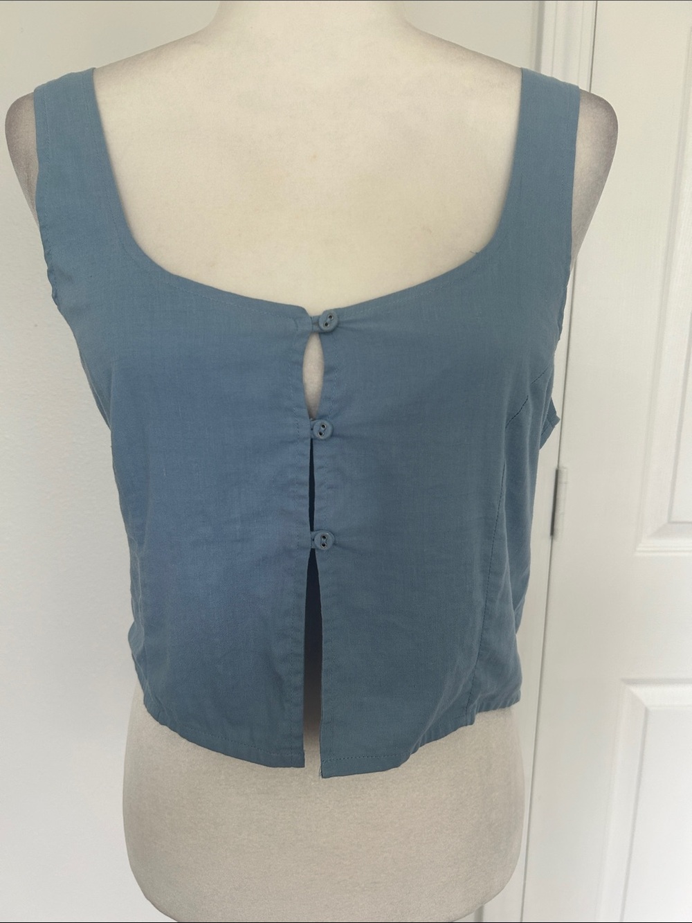 Rhythm Blue Button-Front Cropped Tank